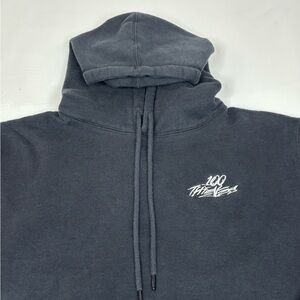 100 Thieves Hoodie Mens Medium Black Heavyweight Embroidered Hoodie Sweatshirt